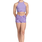 V Front Print Short Lilac front view
