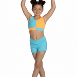 Block Party Top Sunset Splash & V-Cation Short Pro Blue front view