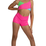 Slice & Dice Top Neon Trifecta & V-Cation Short Hot Pink front view