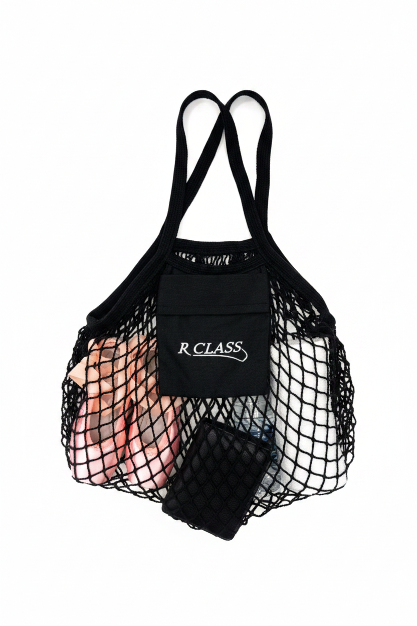 Black Beige Mesh Pointe Shoe Bag