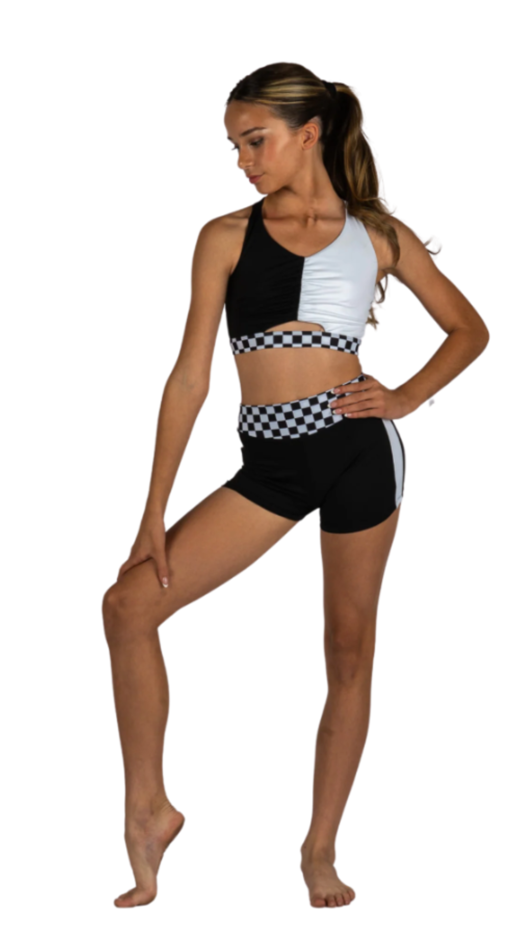 Double Trouble Top Black & White front view