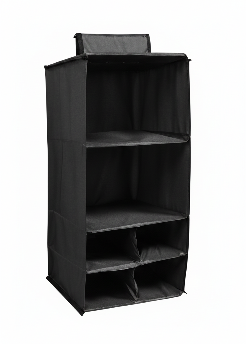 6 Pocket Hanging Caddy Black front view