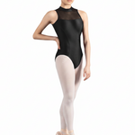 Mock Neck Tank Leotard Black front view