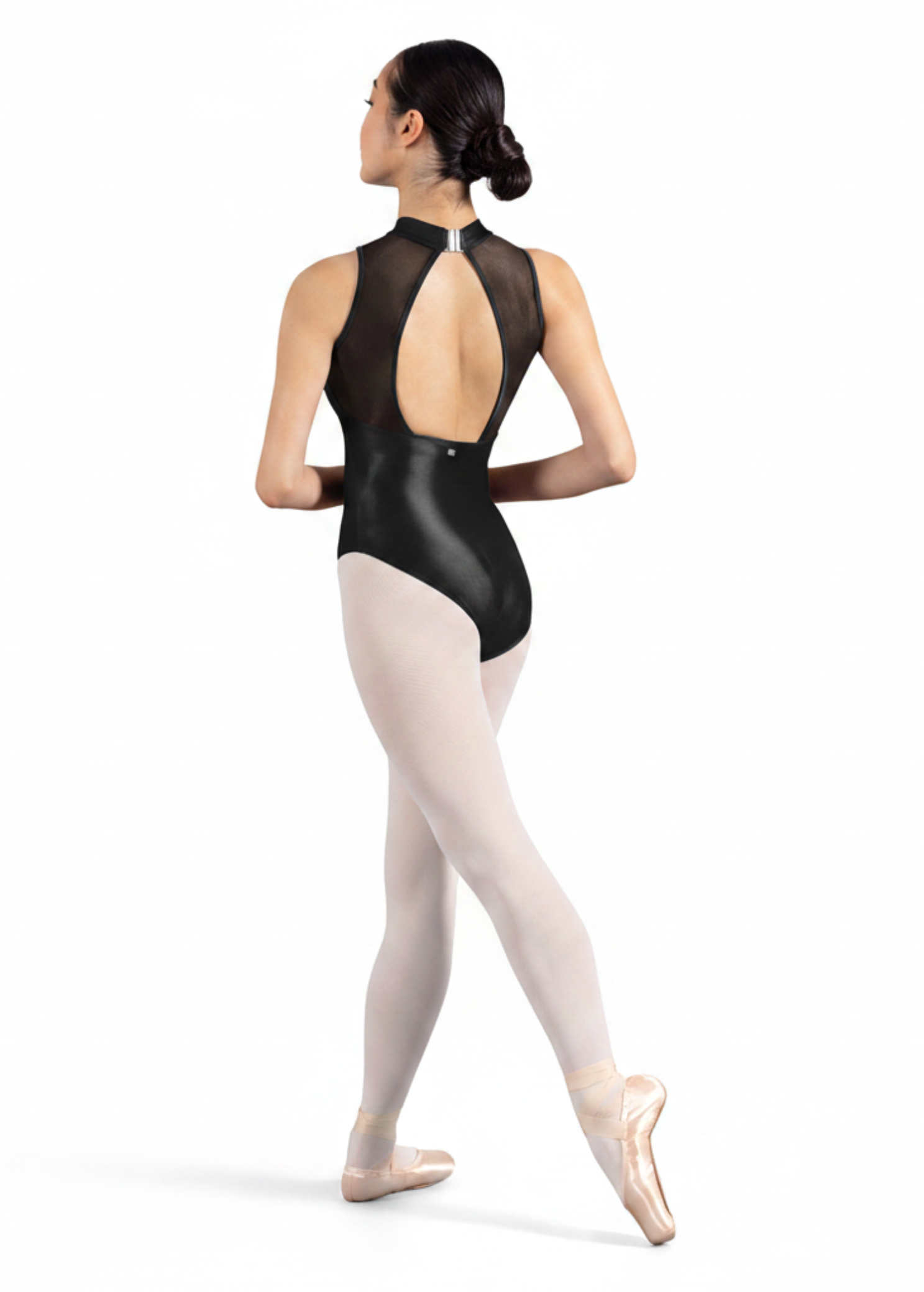 Mock Neck Tank Leotard Black back view
