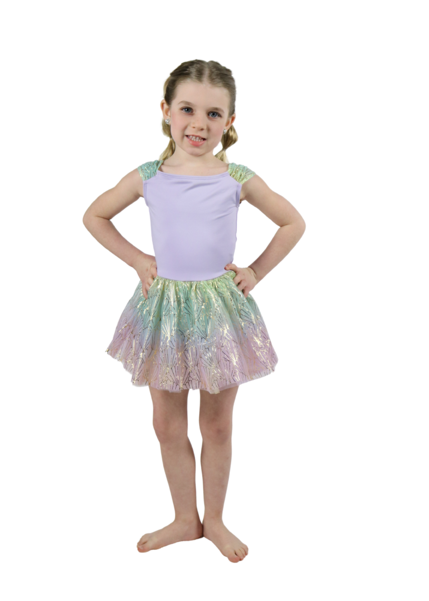 Ariel Cap Sleeve Tutu Dress Lavender front view