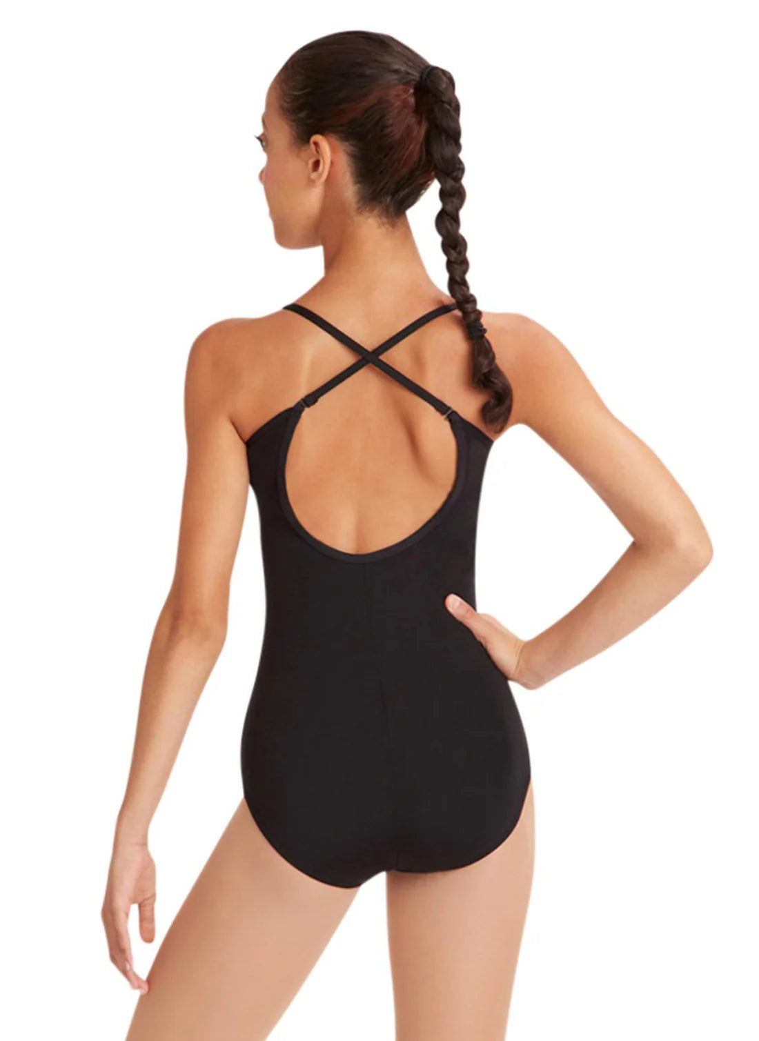 Adjustable Strap Cami Leotard Black back view