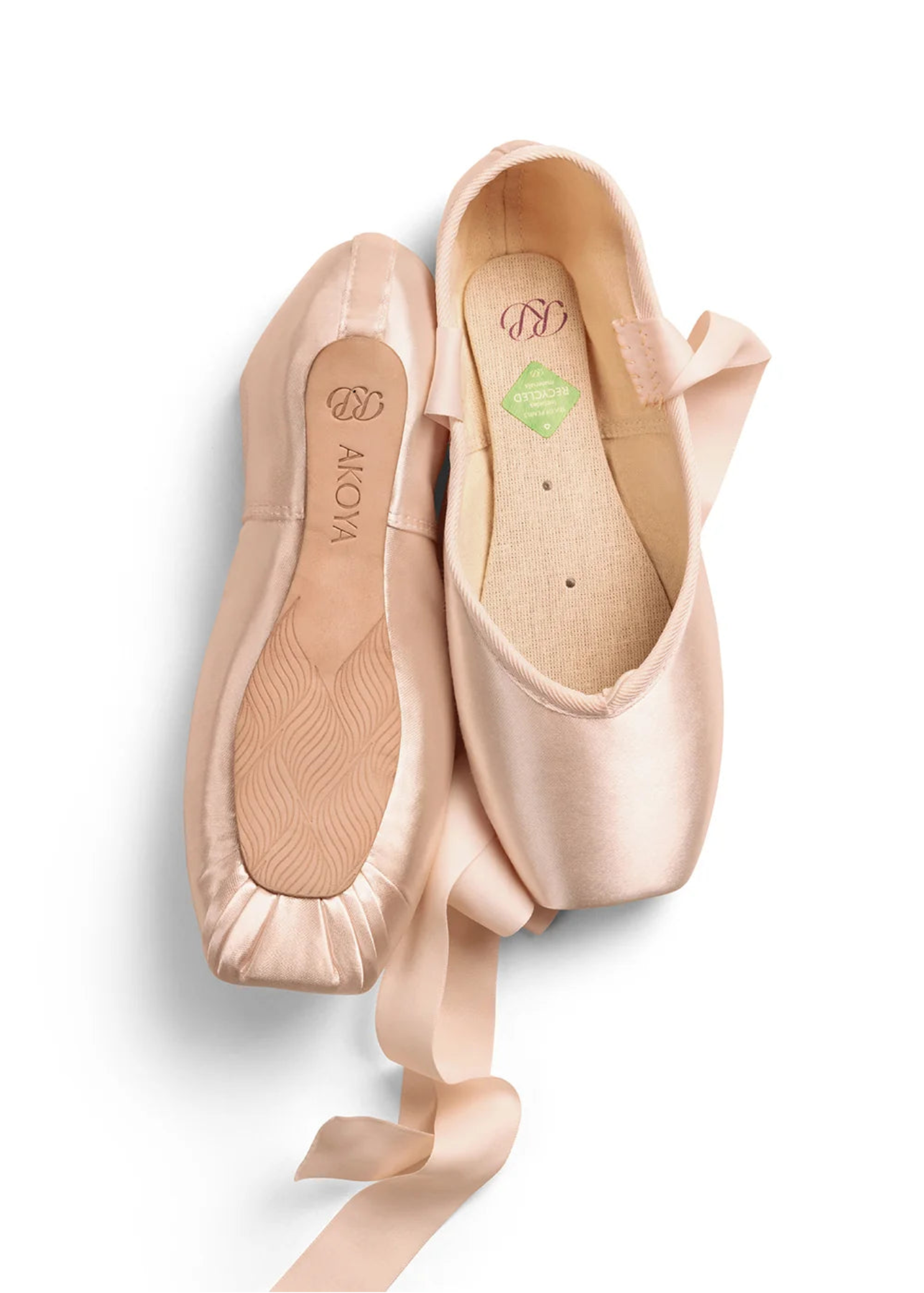 RP Collection Akoya Pointe Shoe in Pink, outsole view showing sole construction and platform edge