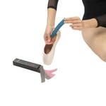 So Danca Alina Shanks in Medium (Blue), application guide view showing shank insertion beneath lifted insole