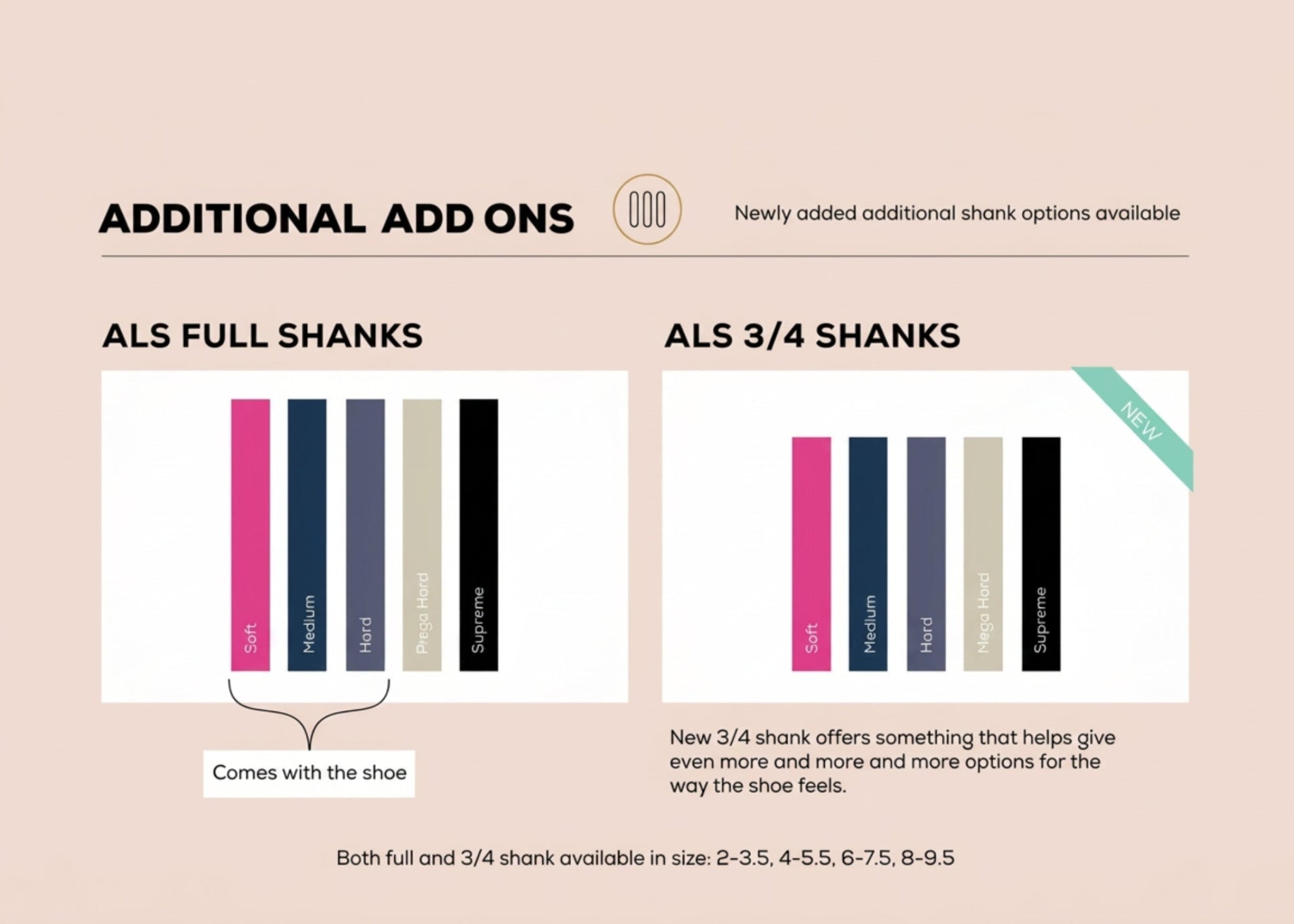 So Danca Alina Shanks, collection view showing full and three-quarter lengths in five color-coded strengths