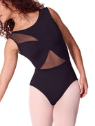 Asymmetrical Leotard Black front view