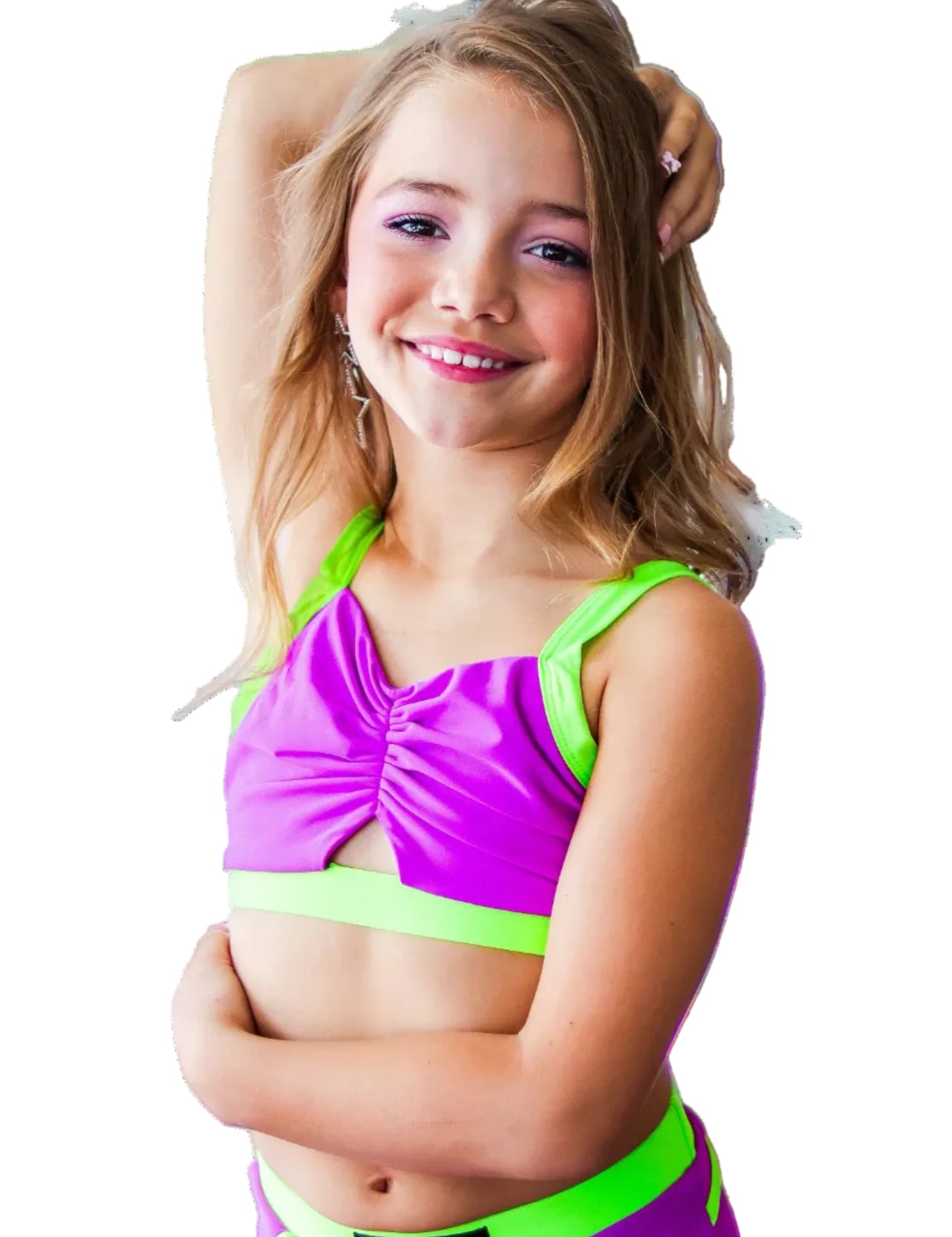 Backtalk Cami Top Green Purple front view