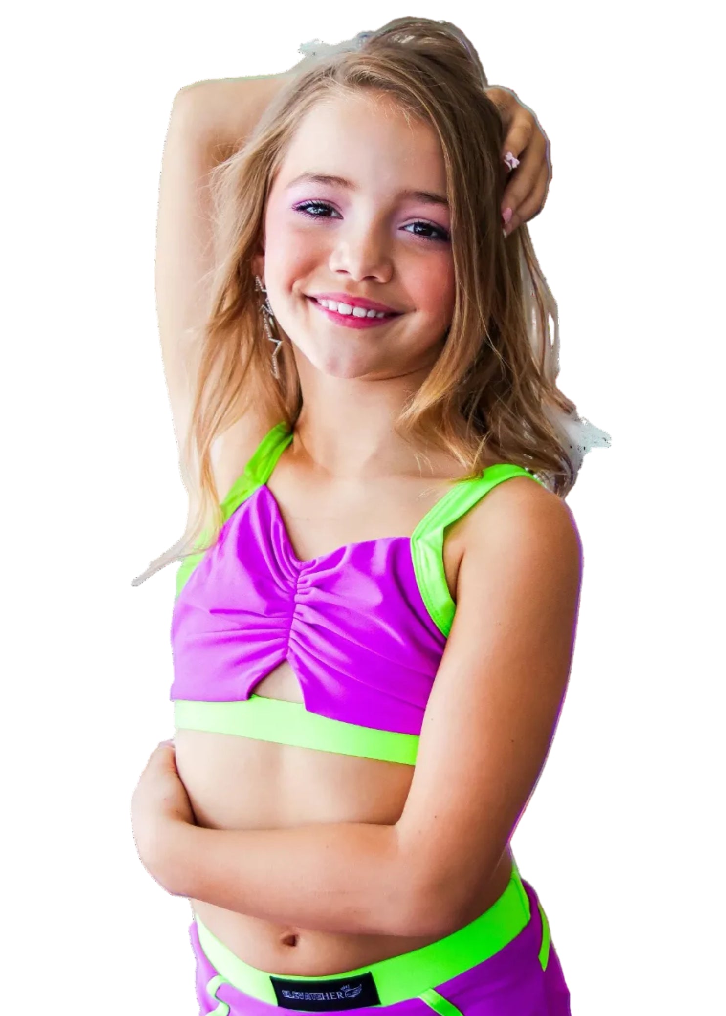 Backtalk Cami Top Green Purple front view