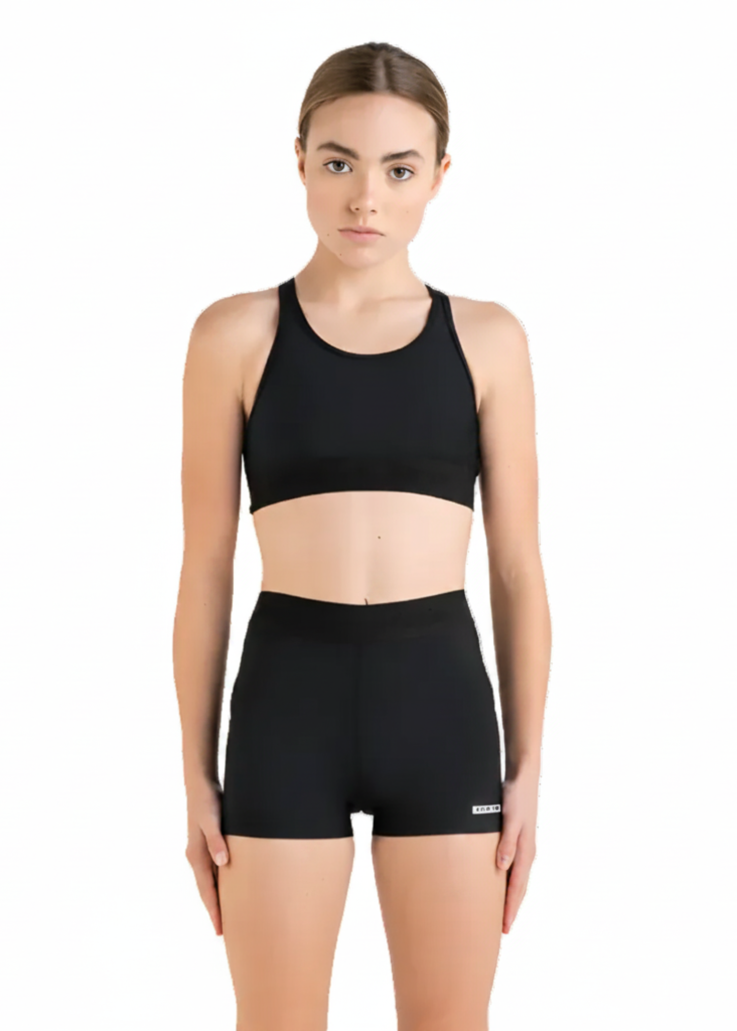 Base Crop Top Black front view