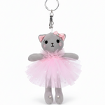 Ballerina Kitty Bag Tag Gray front view