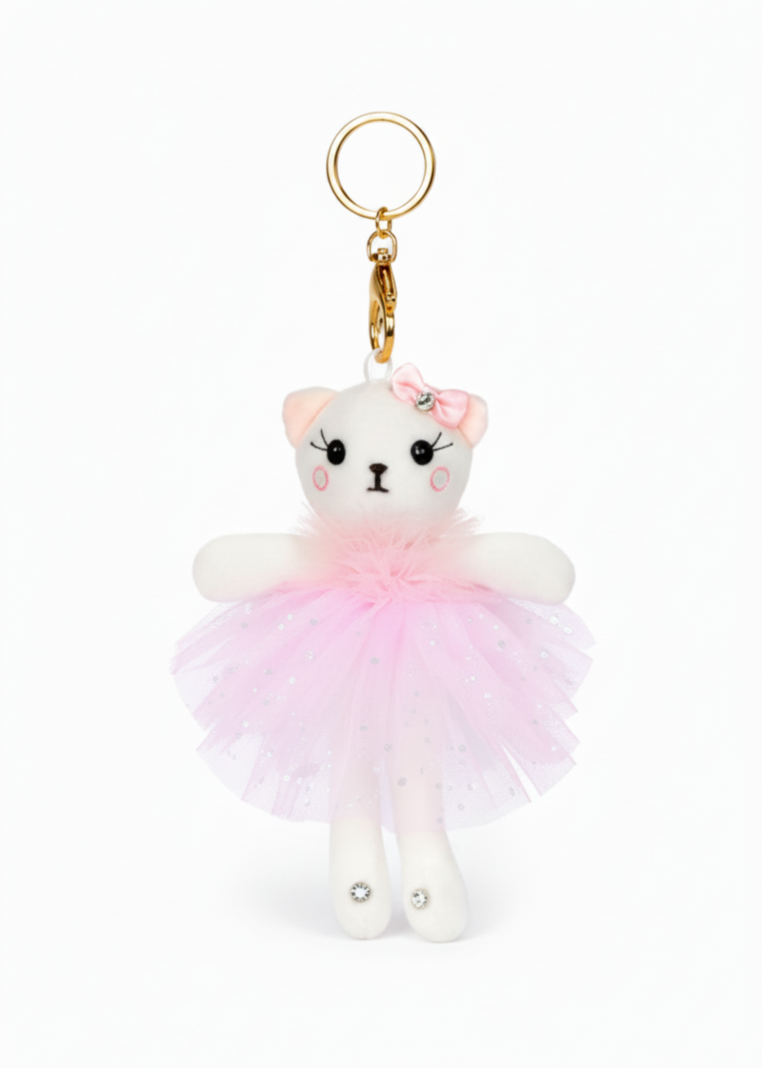 Ballerina Kitty Bag Tag Pink front view