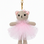 Ballerina Kitty Bag Tag Taupe front view