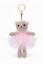 Ballerina Kitty Bag Tag Taupe front view