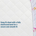 Wildkin Microfiber Ballerina Crib Sheet, back view showing fully elasticized edge around mattress