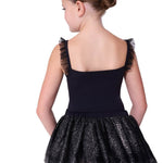Capezio Ballet Tulle Skirt in Black, back view showing multi-layer glitter tulle skirt with elastic waistband