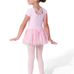 Capezio Ballet Tulle Skirt in Flushing Pink, back view showing multi-layer glitter tulle skirt with elastic waistband