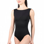 Bateau Neck Cami Leotard Black front view