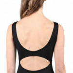 Bateau Neck Leotard Black back view
