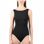 Bateau Neck Leotard Black front view