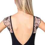 Bateau Neck Leotard Black back view
