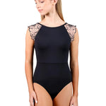 Bateau Neck Leotard Black front view