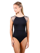 Bateau Neck Leotard Black front view