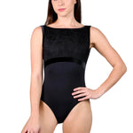 Bateau Neck Leotard Black front view