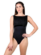 Bateau Neck Leotard Black front view