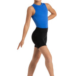 Capezio Bike Short in Black, lifestyle view showing Tactel nylon-spandex fabric, high waist and fitted silhouette