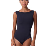 Boatneck Leotard Black front view