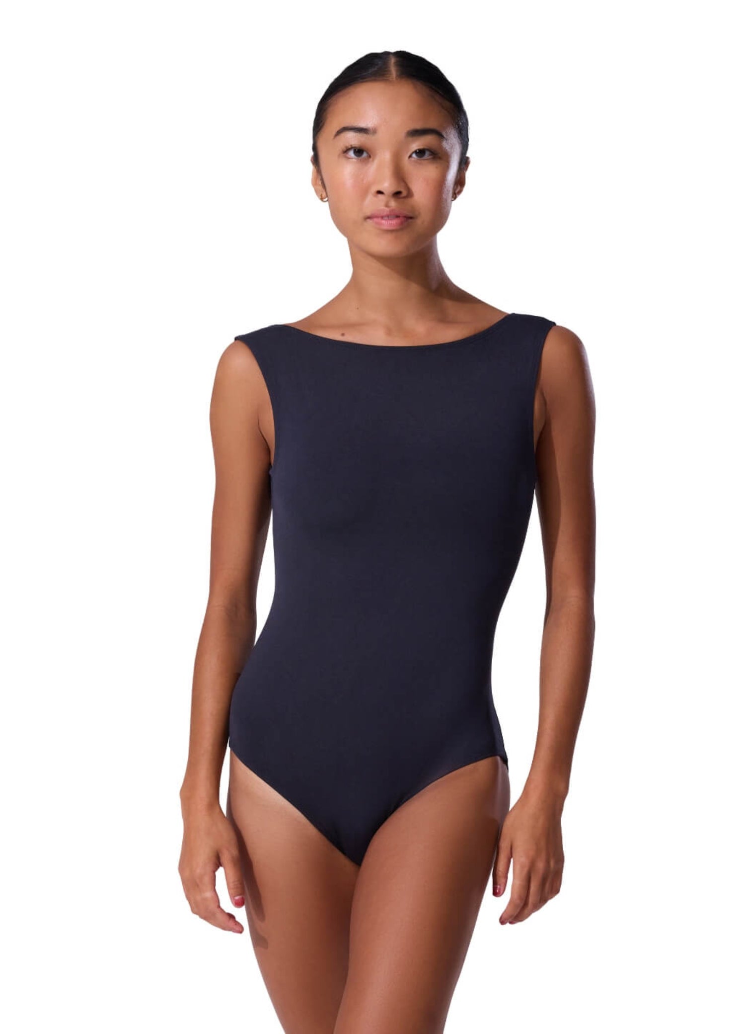 Boatneck Leotard Black front view