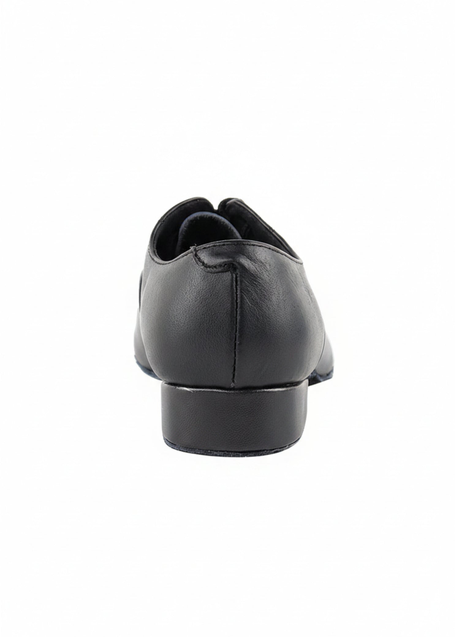 Very Fine Dance Shoes Boys Leather 1-inch Heel Shoe in Black, back view showing leather heel counter and 1-inch heel