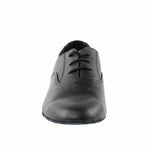 Very Fine Dance Shoes Boys Leather 1-inch Heel Shoe in Black, front view showing lace-up closure and leather toe box