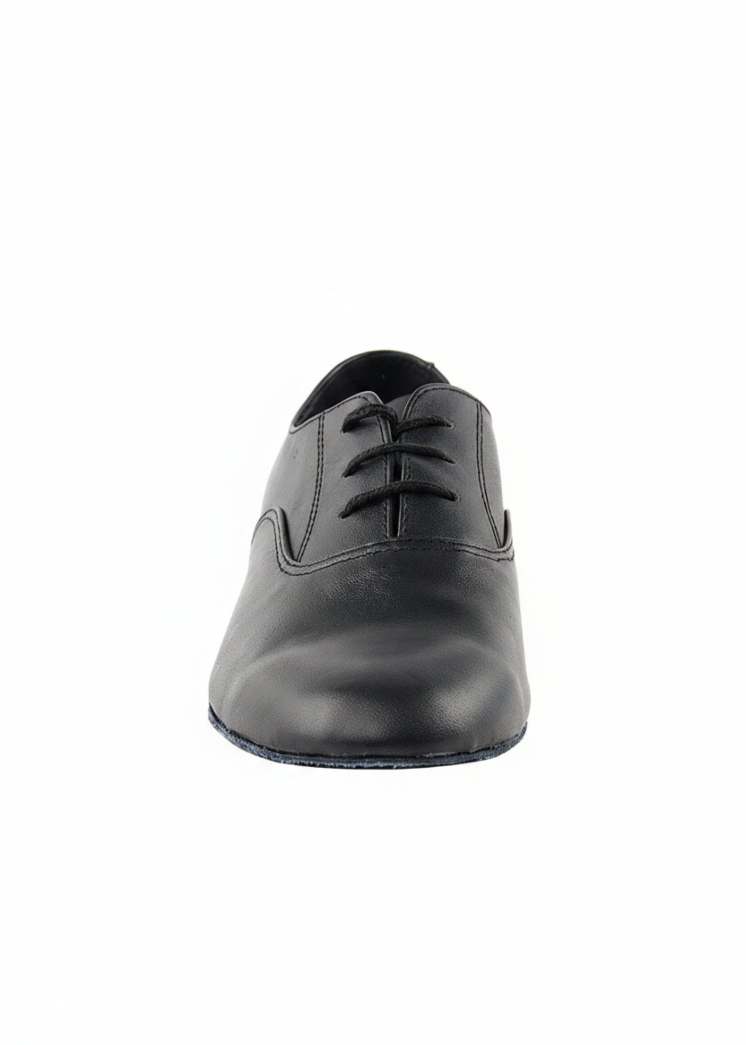 Very Fine Dance Shoes Boys Leather 1-inch Heel Shoe in Black, front view showing lace-up closure and leather toe box