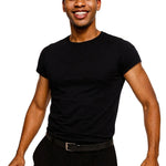 Pozewear Snug Fit Pullover in Black, front view showing crew neckline and snug fit