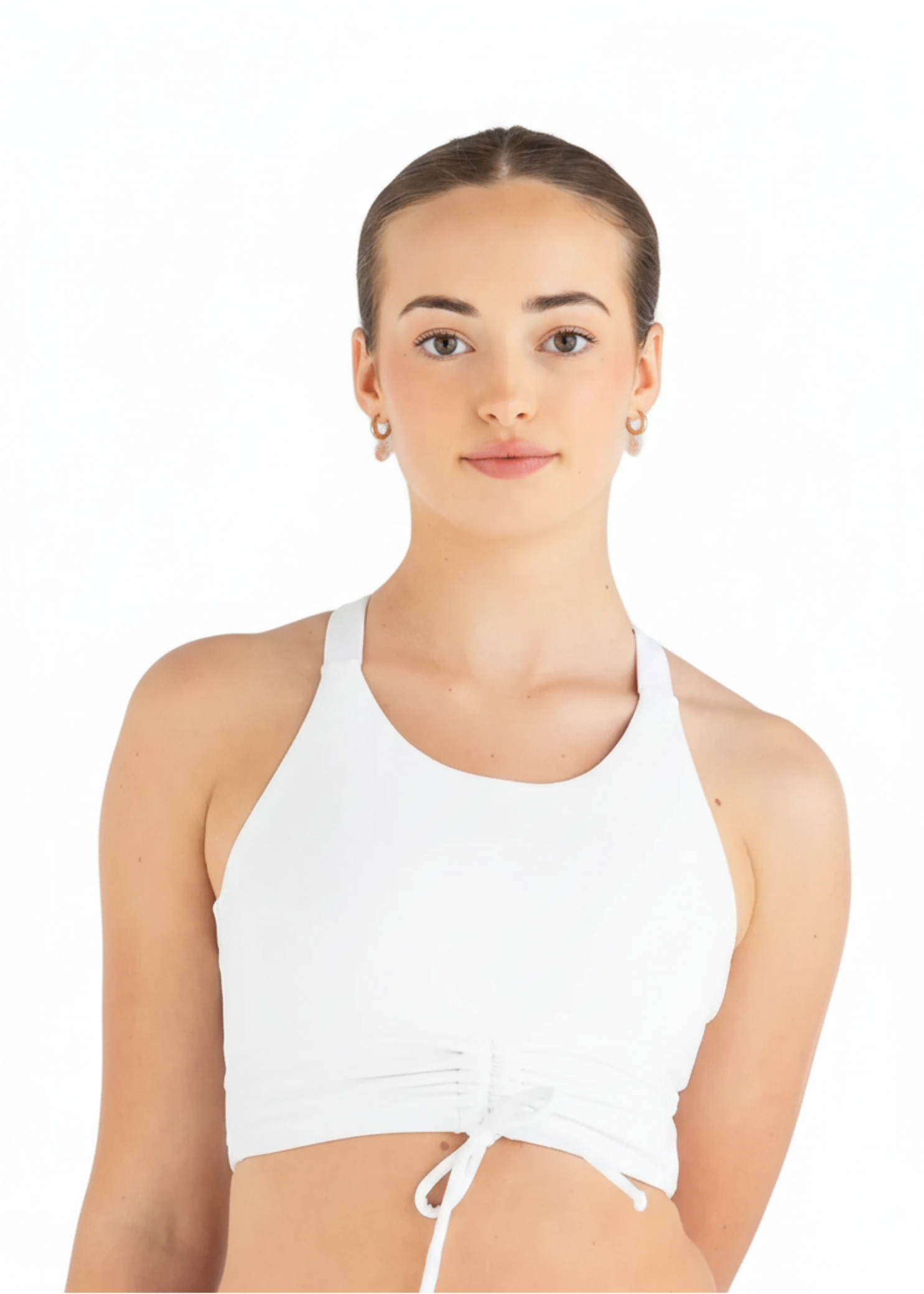 Breathe Deeply Cropped Singlet White front view
