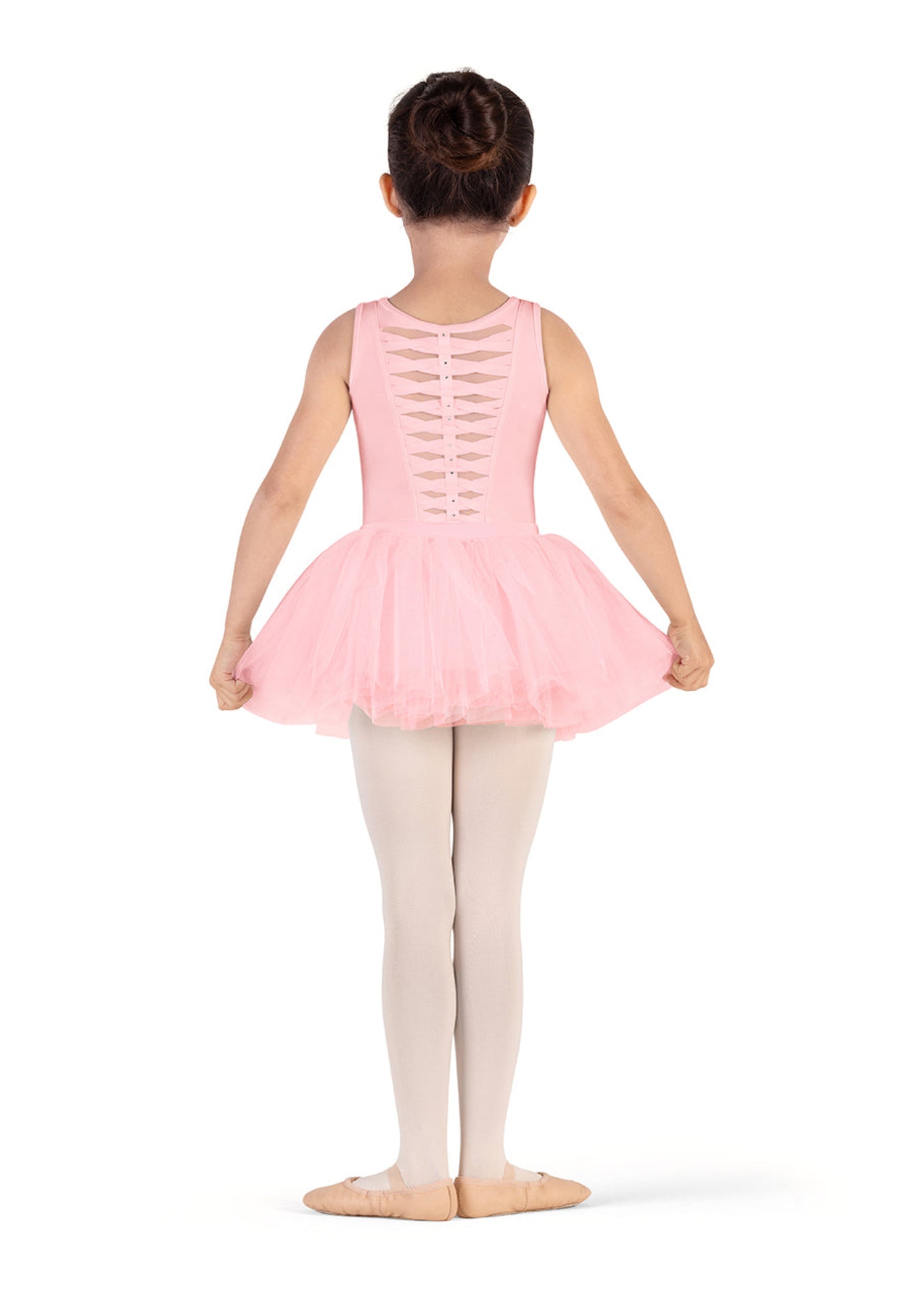 Weave Tank Tutu Dress Leotard Candy Pink back view