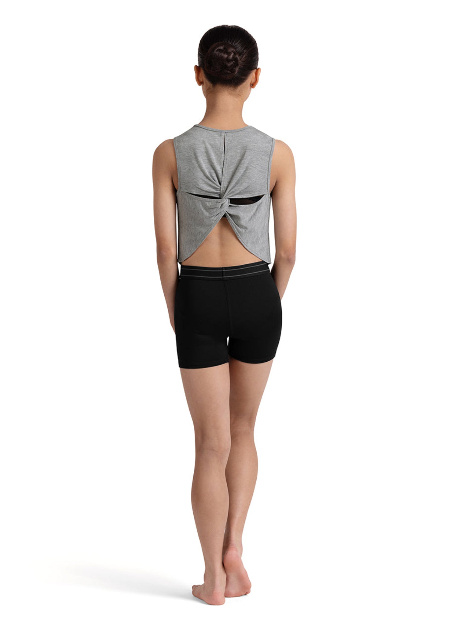 Twist Back Tee grey marle back view
