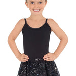 Camisole Leotard with Sparkle Black front view