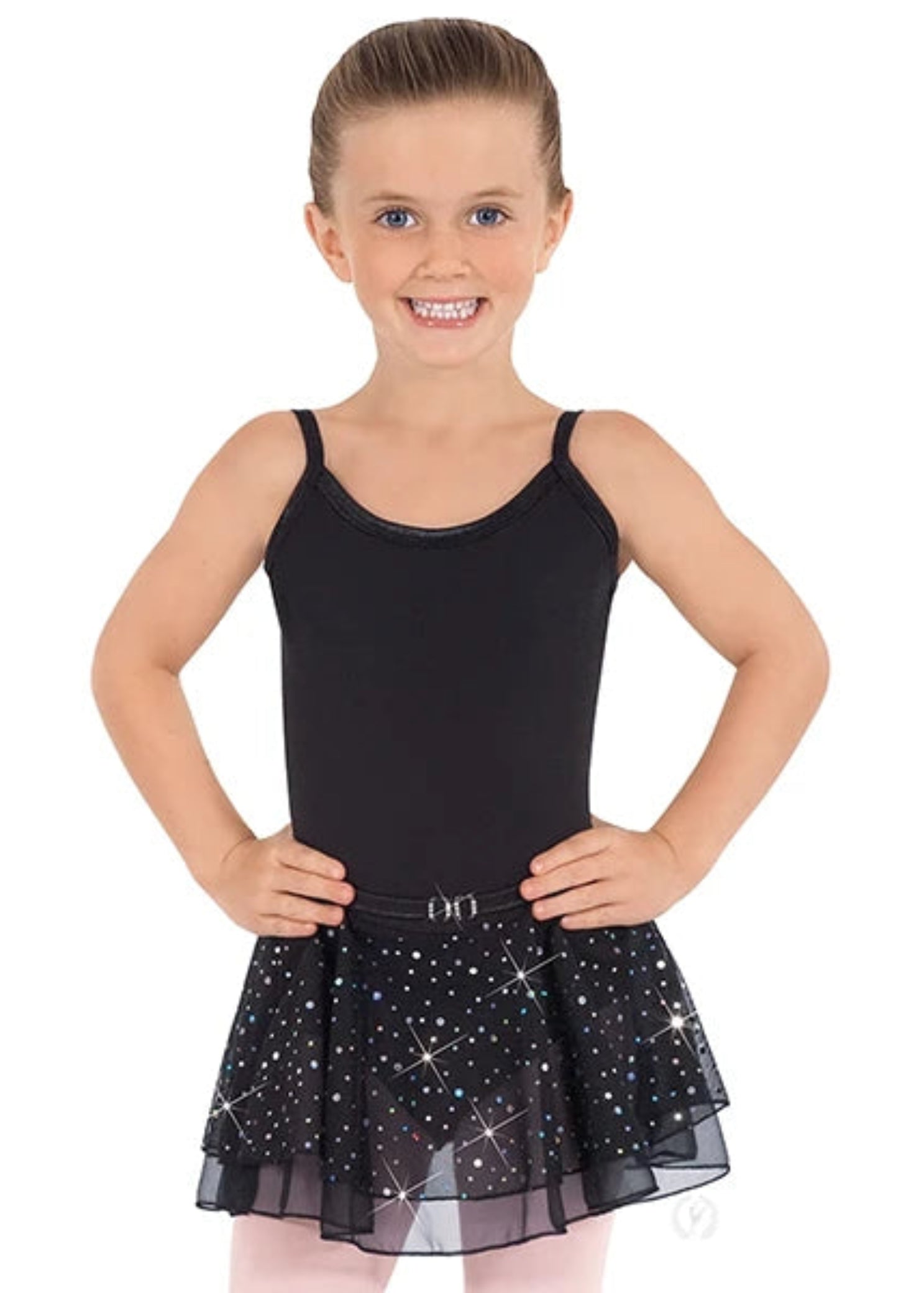 Camisole Leotard with Sparkle Black front view