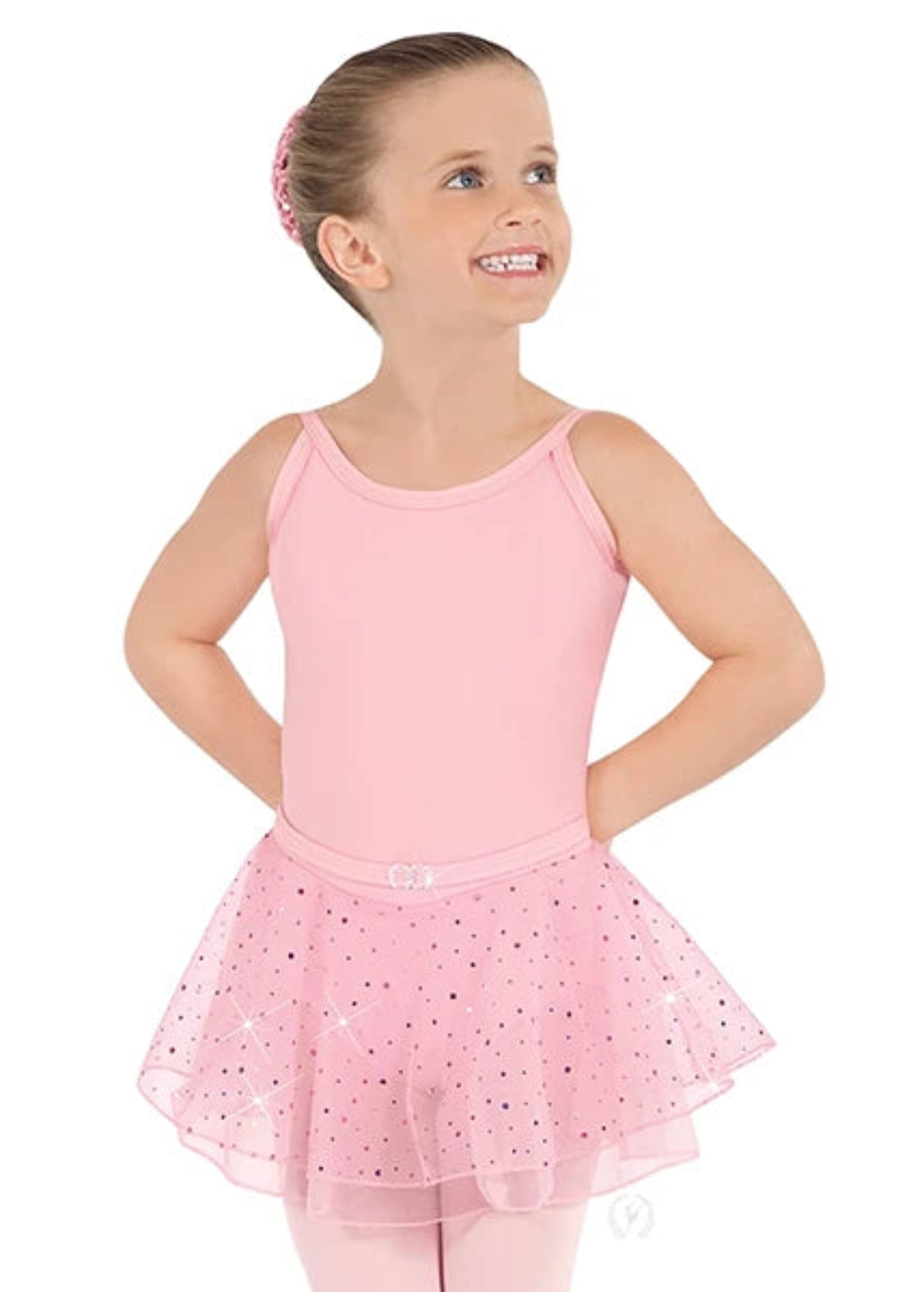 Camisole Leotard with Sparkle Pink front view