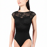 Cap Sleeve Leotard Black front view