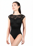 Cap Sleeve Leotard Black front view