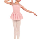 Cap Sleeve Tutu Leotard Pink front view