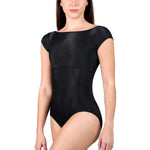 Cap Sleeve Leotard Black front view