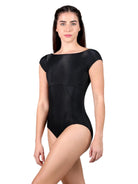 Cap Sleeve Leotard Black front view